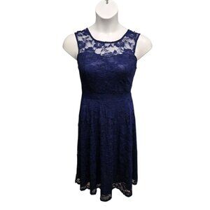 Jasambac Dress Womens XL Blue  Stretch Lace A Line Semi formal Occasions Classic